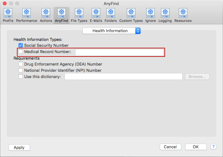 Requiring Medical Record Number for Health Information